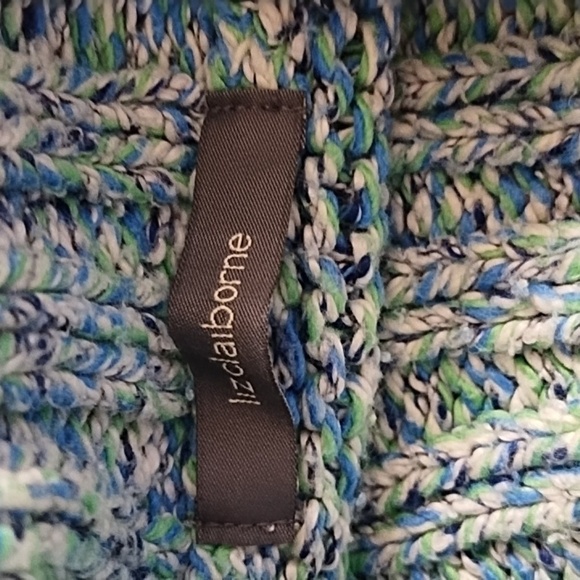 Liz Claiborne Chunky Cotton Blend Knit Coastal Beach Variegated Colors Sweater - Picture 5 of 11